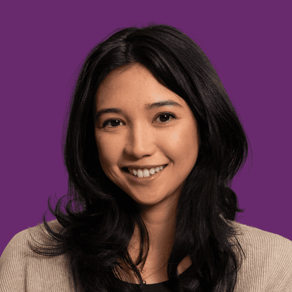 Headshot of sabelle Lopez with purple background