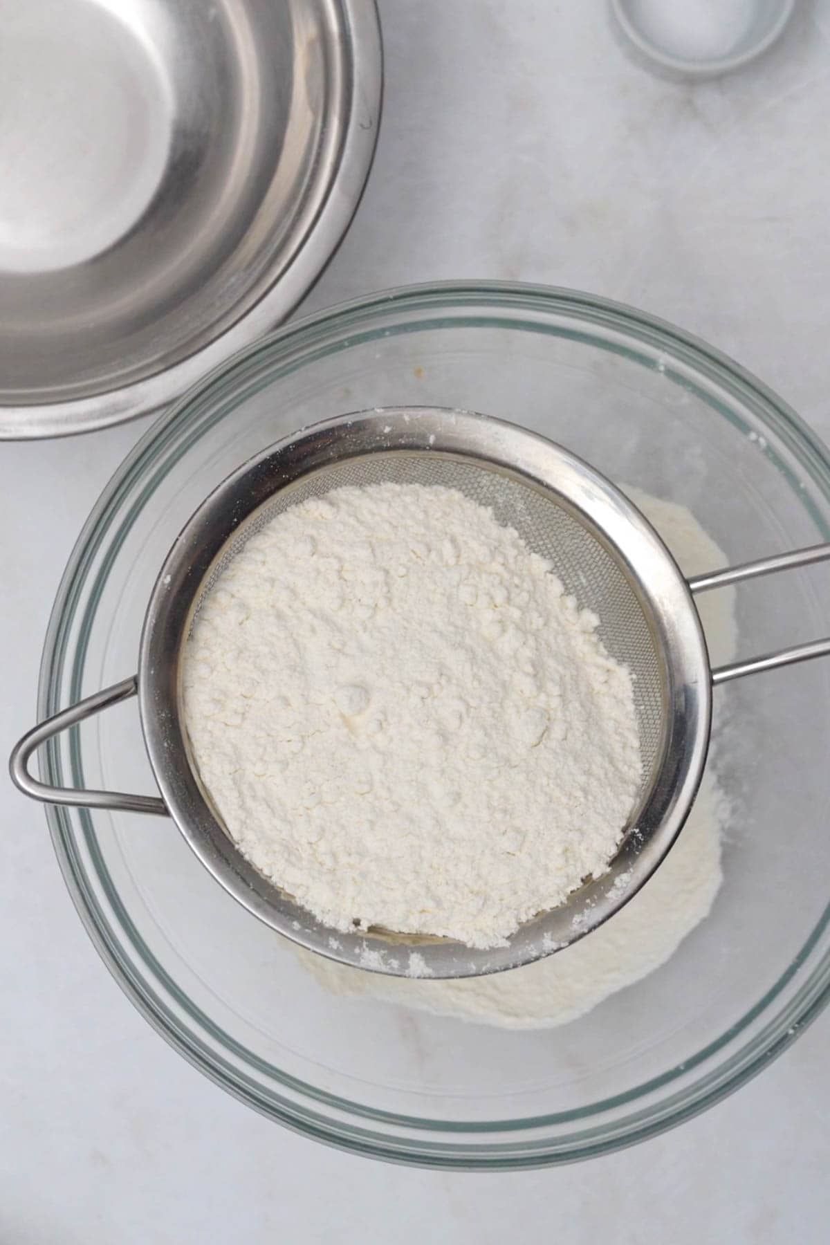 sifting dry ingredients.